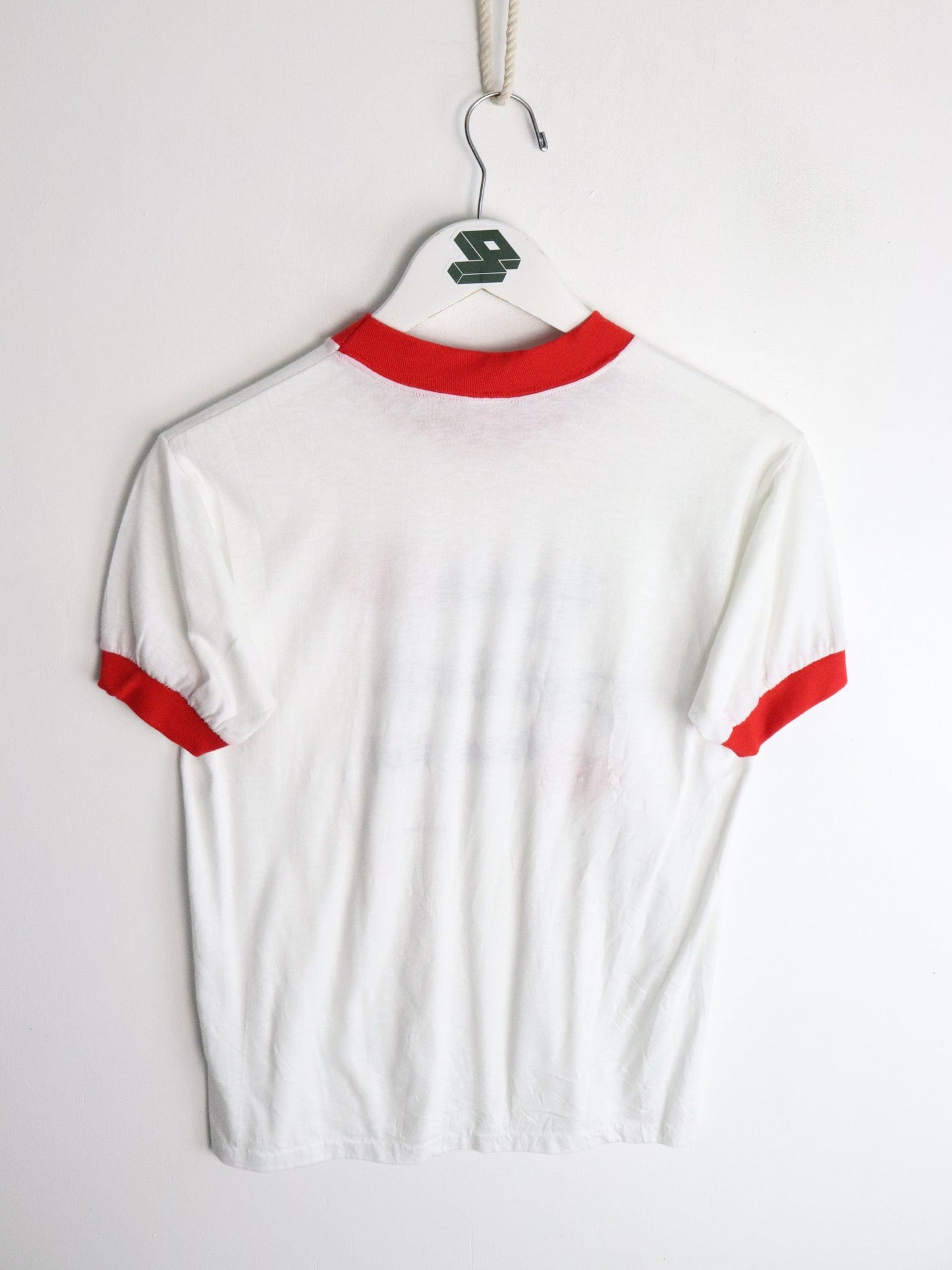 Vintage 80s Somebody in Pittsburgh Loves Me T Shirt Mens Small White Ringer from propervintagecanada