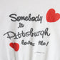 Vintage 80s Somebody in Pittsburgh Loves Me T Shirt Mens Small White Ringer from propervintagecanada