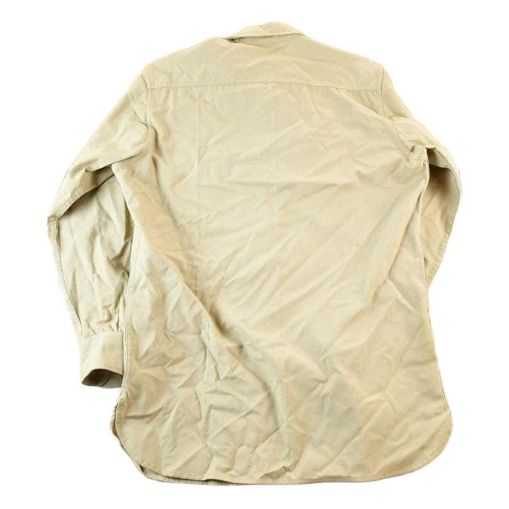 Vintage 80s Tan Military Button-Up Shirt Men's M from propervintagecanada