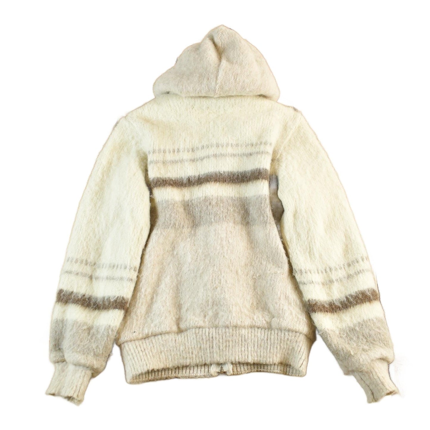 Vintage 80s Wool Knit Hooded Jacket: Striped Sweater Women's Small from propervintagecanada