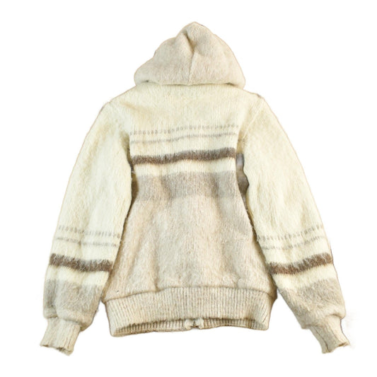 Vintage 80s Wool Knit Hooded Jacket: Striped Sweater Women's Small from propervintagecanada