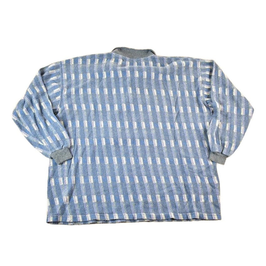 Vintage 90s Abstract Knit Collared Sweater - Mens XL from propervintagecanada