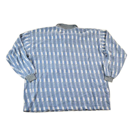 Vintage 90s Abstract Knit Collared Sweater - Mens XL from propervintagecanada