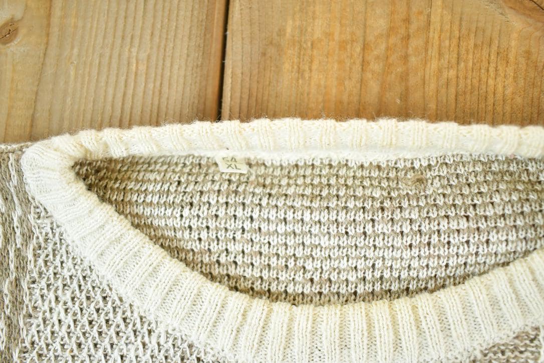 Vintage 90s Abstract Knit Crewneck Sweater Mens XL from propervintagecanada