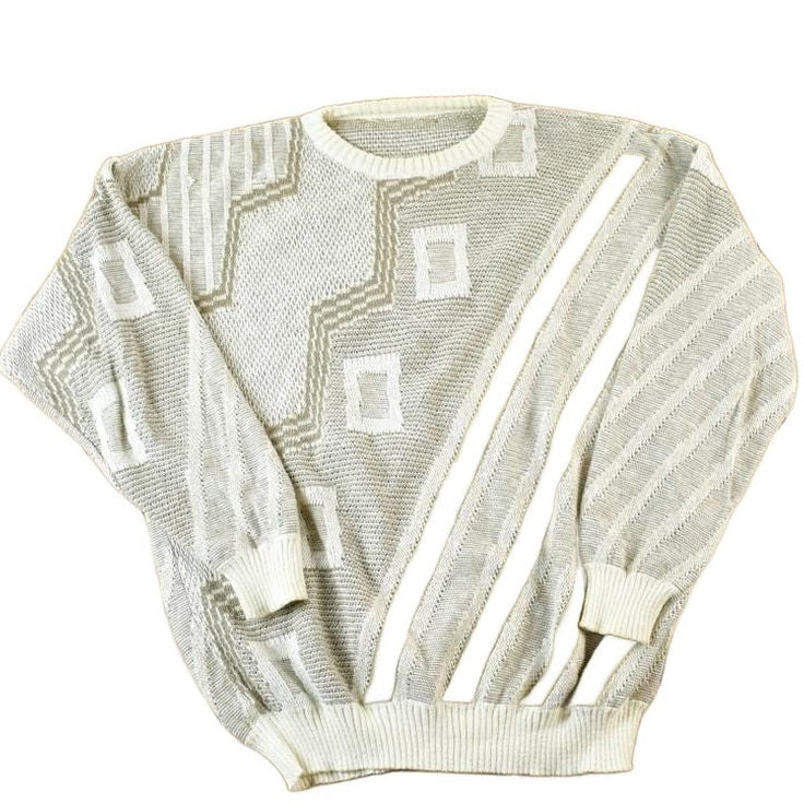 Vintage 90s Abstract Knit Crewneck Sweater Mens XL from propervintagecanada