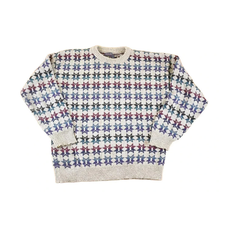 Vintage 90s Abstract Knit Sweater Men's XL - Funky Pullover from propervintagecanada