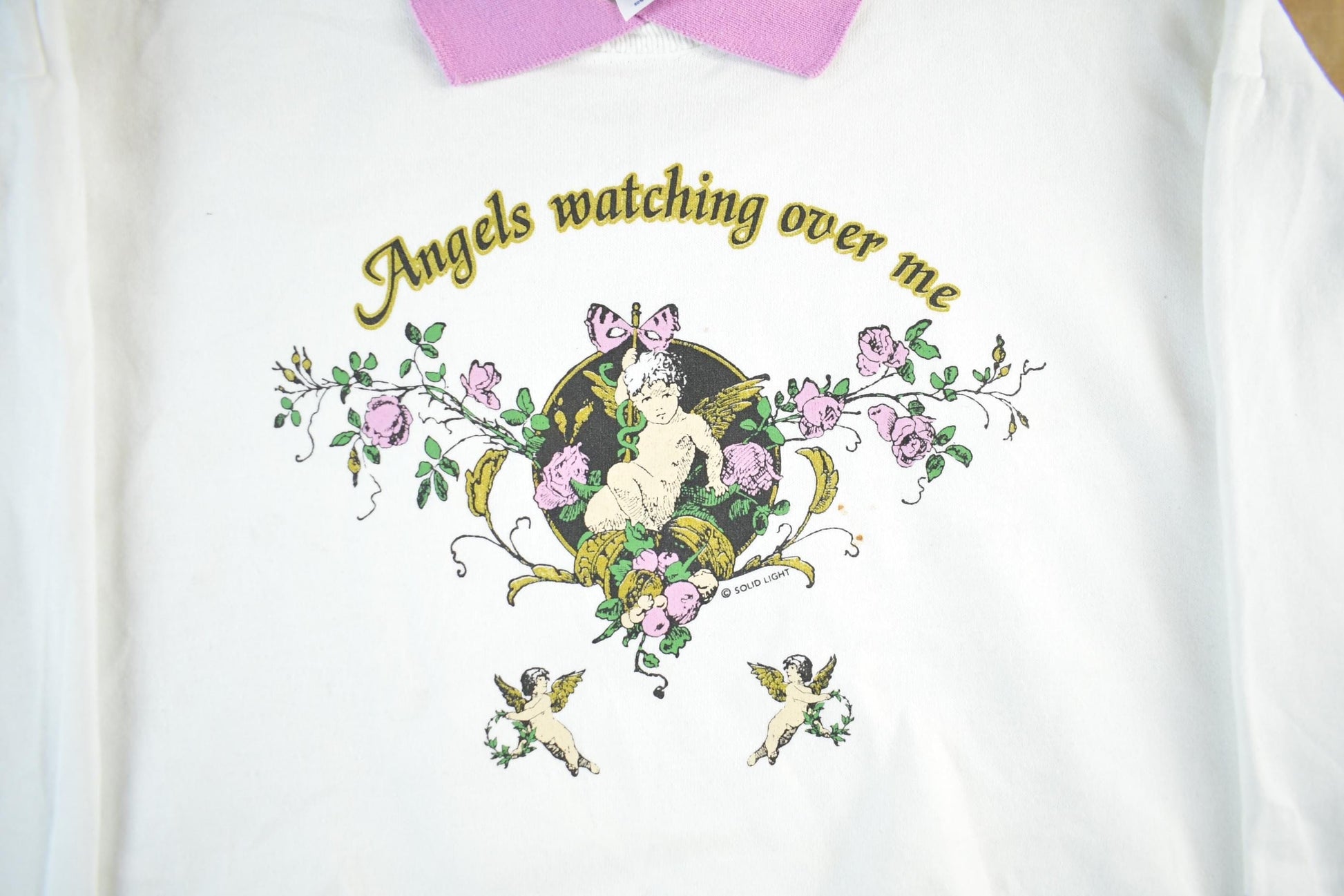 Vintage 90s Angels Crewneck Sweatshirt Pastel Collar Men's Large from propervintagecanada