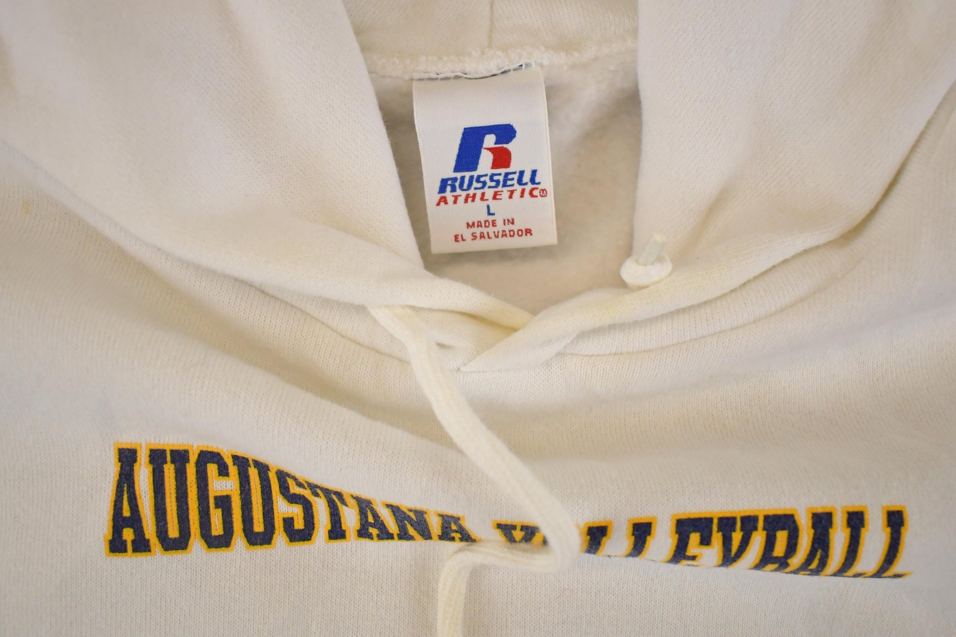 Vintage 90s Augustana Volleyball Hoodie - Russell Athletics NCAA Sweater, Men's L from propervintagecanada