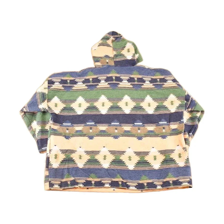 Vintage 90s Aztec Fleece Hoodie XL: Geometric Pullover Sweatshirt from propervintagecanada