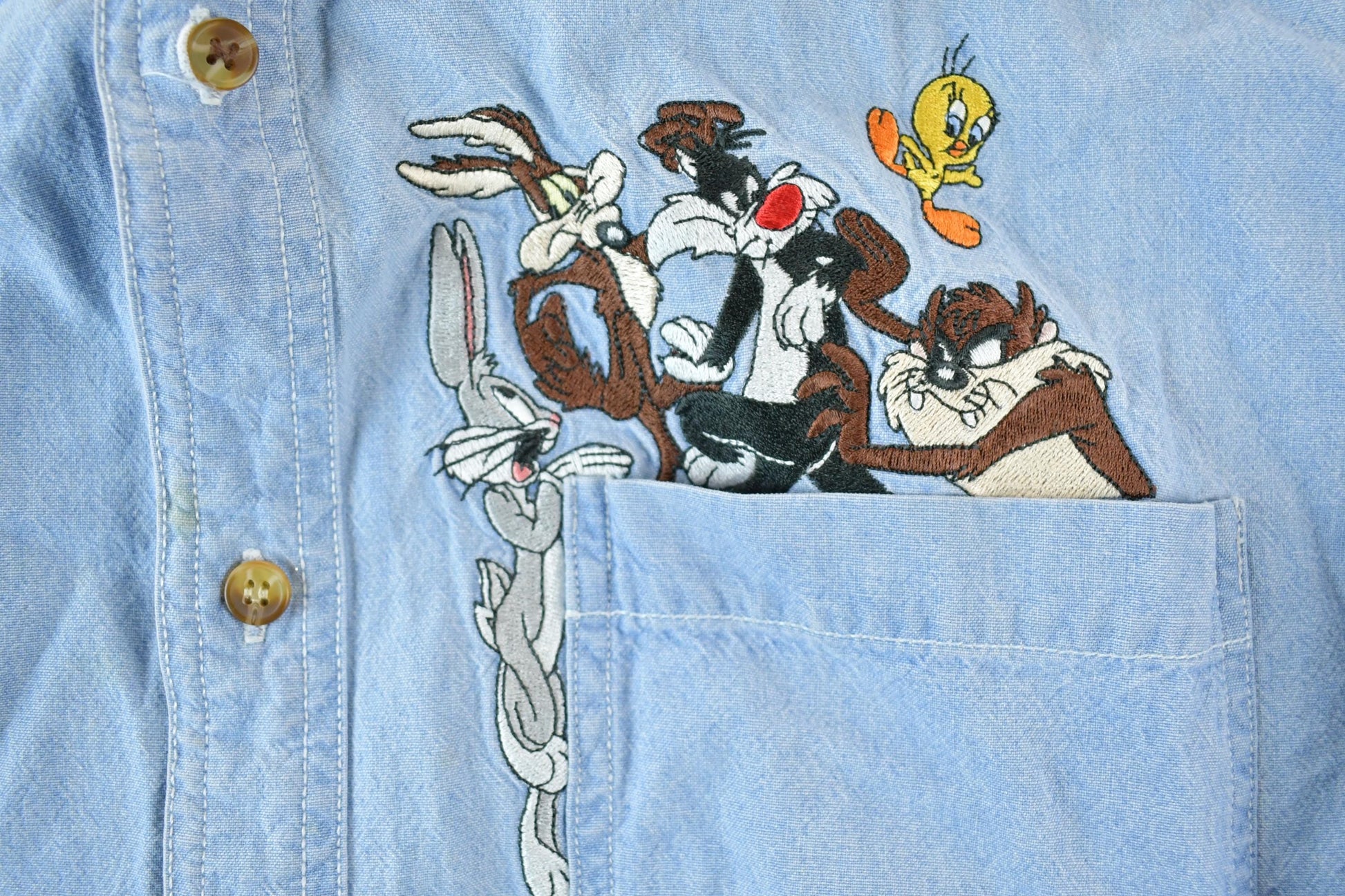 Vintage 90s Bugs Bunny Western Button Up Shirt Men's Large from propervintagecanada