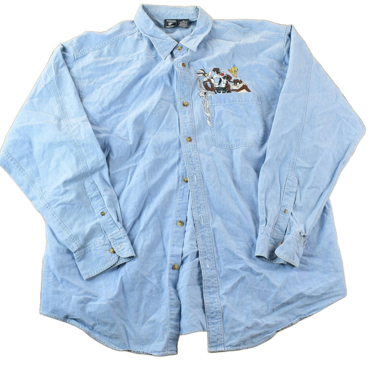 Vintage 90s Bugs Bunny Western Button Up Shirt Men's Large from propervintagecanada