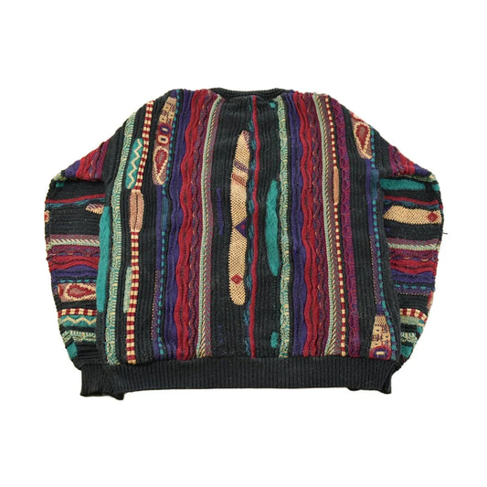 Vintage 90s Cable Knit Sweater: Protege Abstract Crewneck, Men's Large Tall from propervintagecanada