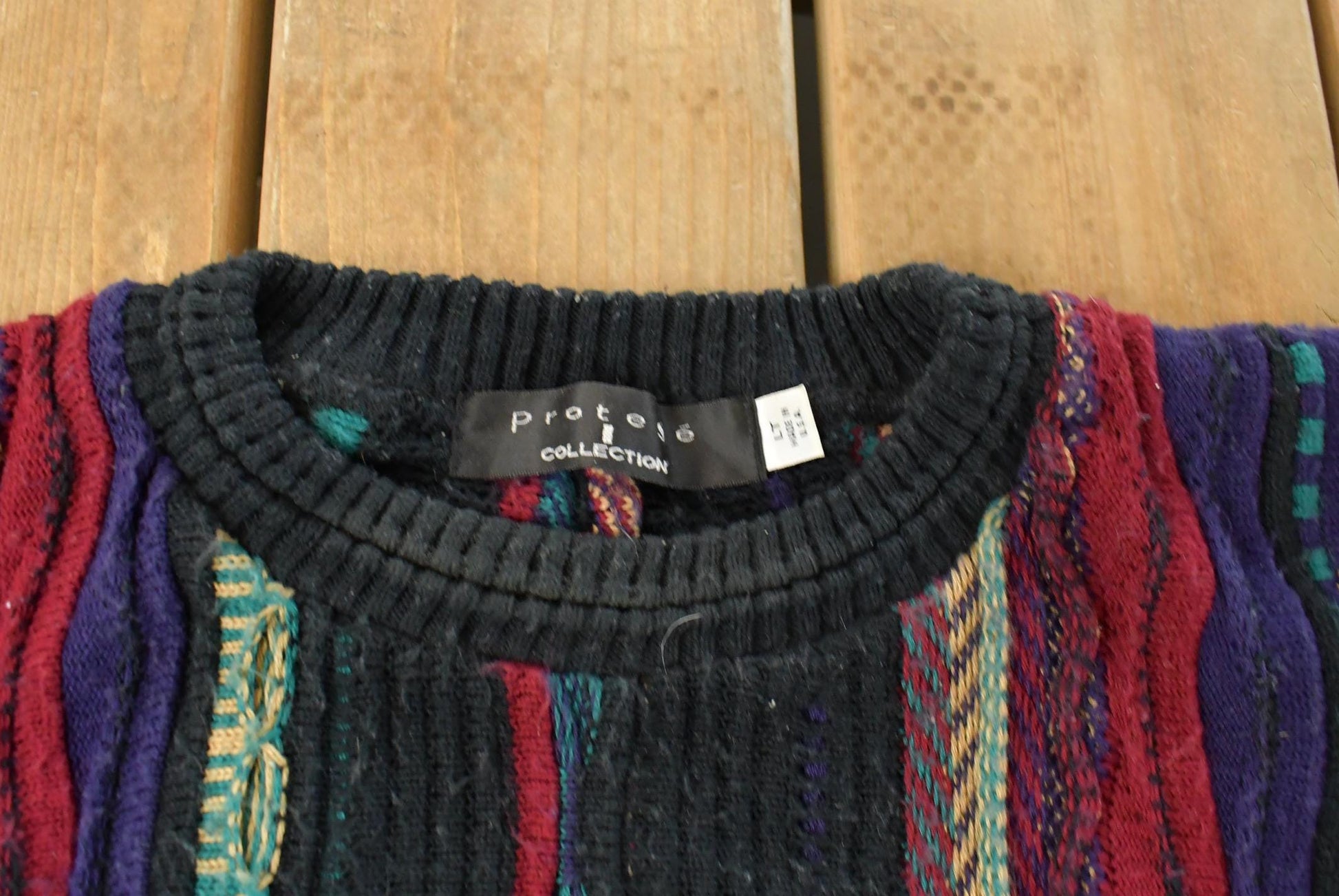 Vintage 90s Cable Knit Sweater: Protege Abstract Crewneck, Men's Large Tall from propervintagecanada