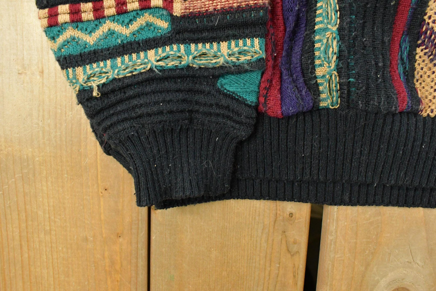 Vintage 90s Cable Knit Sweater: Protege Abstract Crewneck, Men's Large Tall from propervintagecanada