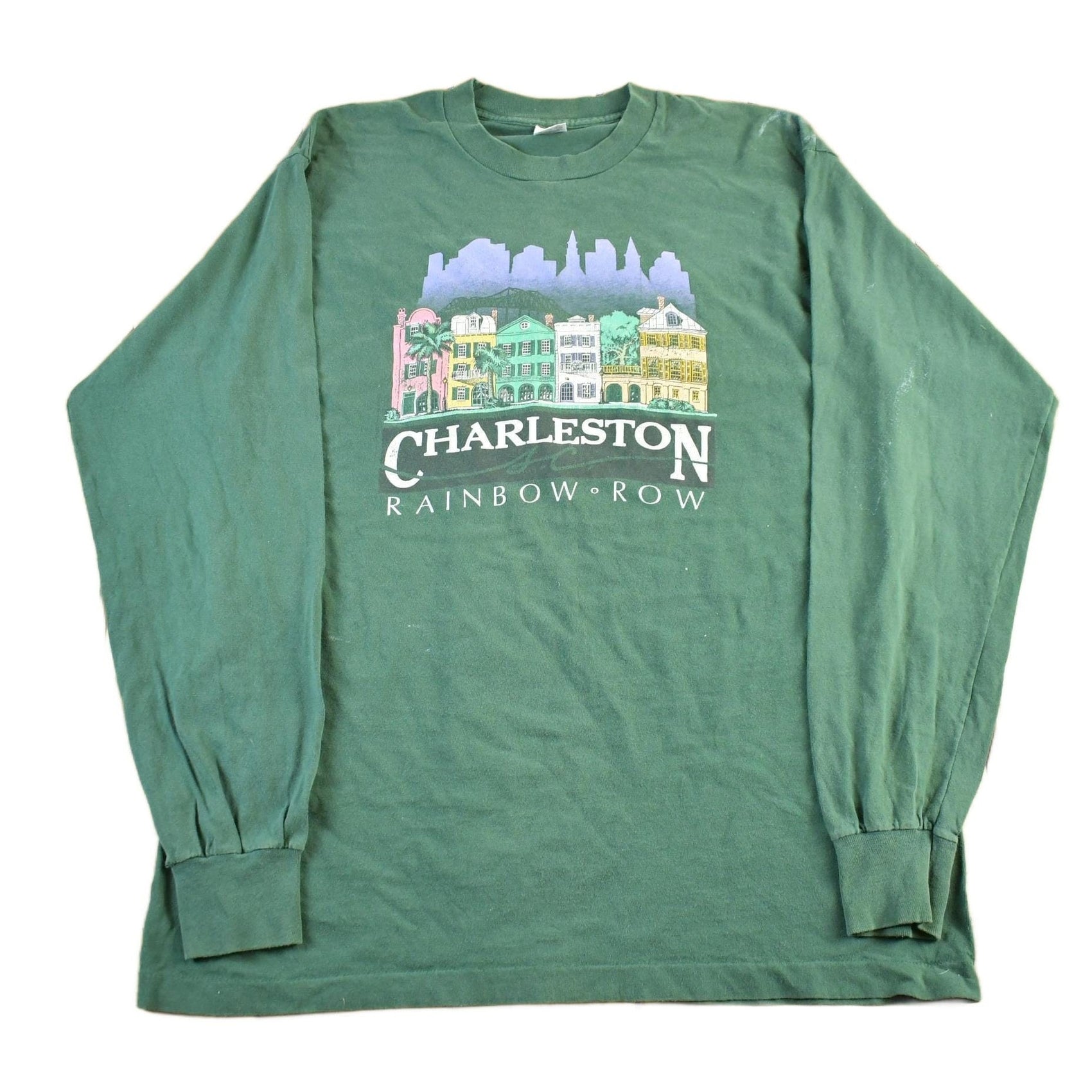 Vintage 90s Charleston Rainbow Row Long Sleeve T-Shirt Men's 2XL from propervintagecanada