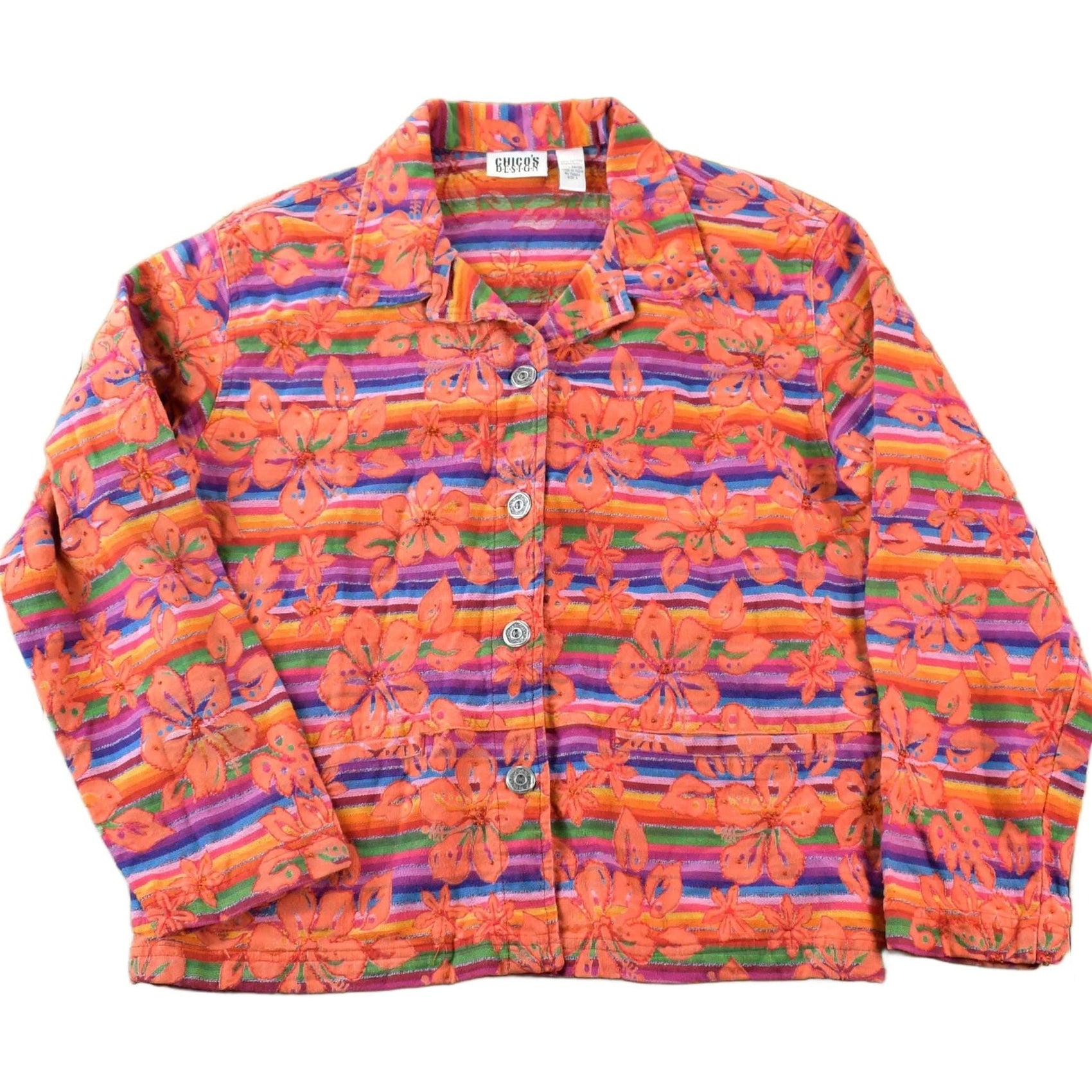 Vintage 90s Chicos Design Abstract Knit Button Up Shirt Men's Large from propervintagecanada