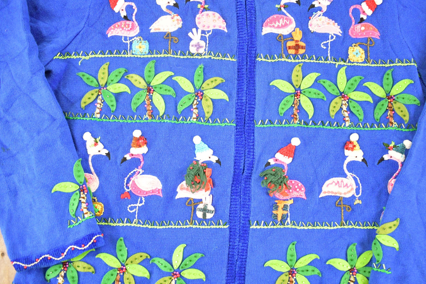 Vintage 90s Christmas Flamingo Knit Sweater, Funky Women's XL Pullover from propervintagecanada