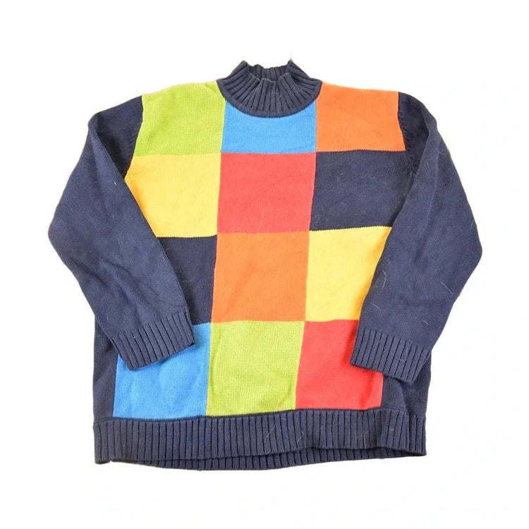 Vintage 90s Color Block Knit Sweater: Jones New York, Women's L from propervintagecanada