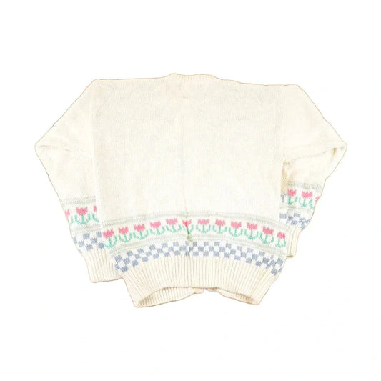 Vintage 90s Eddie Bauer Cardigan: Abstract Floral Knit, Women's M from propervintagecanada
