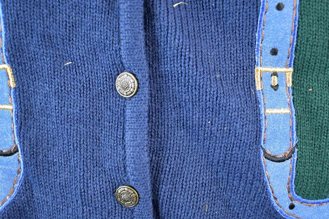 Vintage 90s Embroidered Knit Cardigan Vest Women's S from propervintagecanada