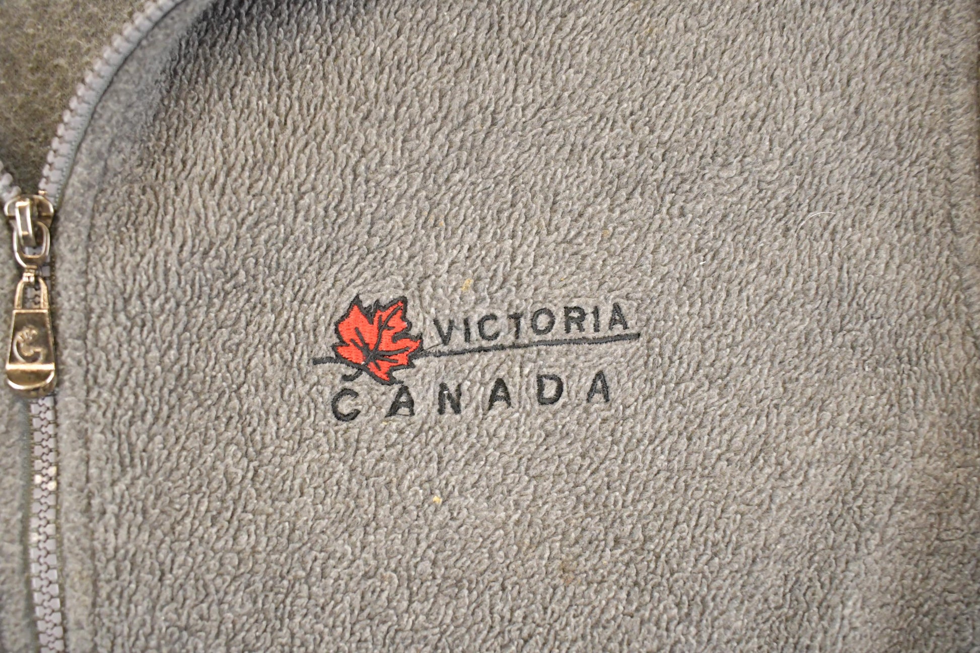 Vintage 90s Fleece Zip Sweater: Victoria Canada, Geometric Pattern, Men's L from propervintagecanada