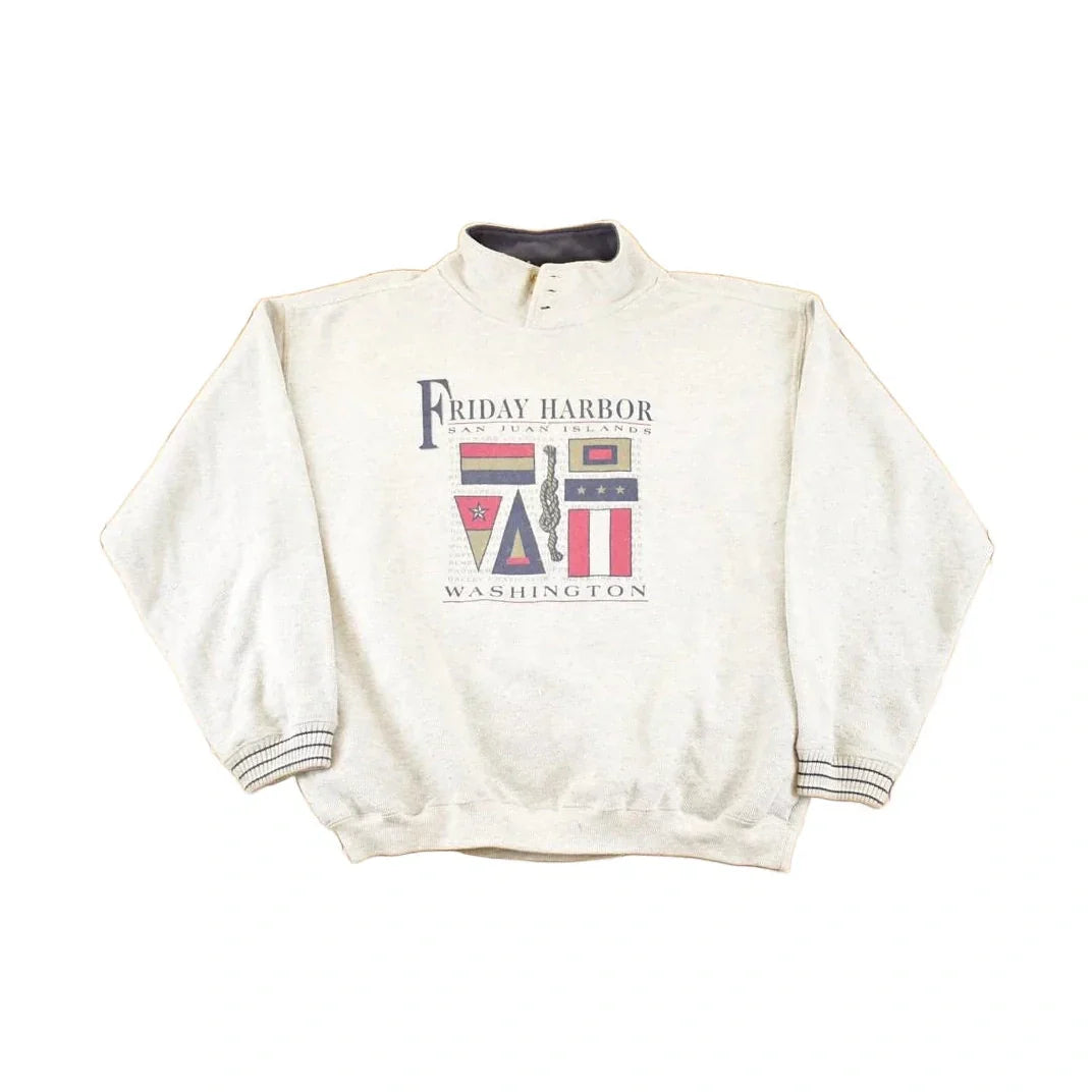 Vintage 90s Friday Harbor Quarter Zip Sweatshirt, Men's XL from propervintagecanada