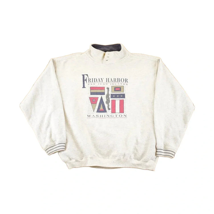 Vintage 90s Friday Harbor Quarter Zip Sweatshirt, Men's XL from propervintagecanada