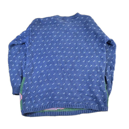 Vintage 90s Hand Knit Cat Sweater Abstract 3D Crewneck Men's Large from propervintagecanada