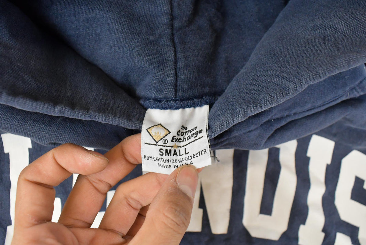 Vintage 90s Illinois College Hoodie Sweatshirt Men's Small from propervintagecanada