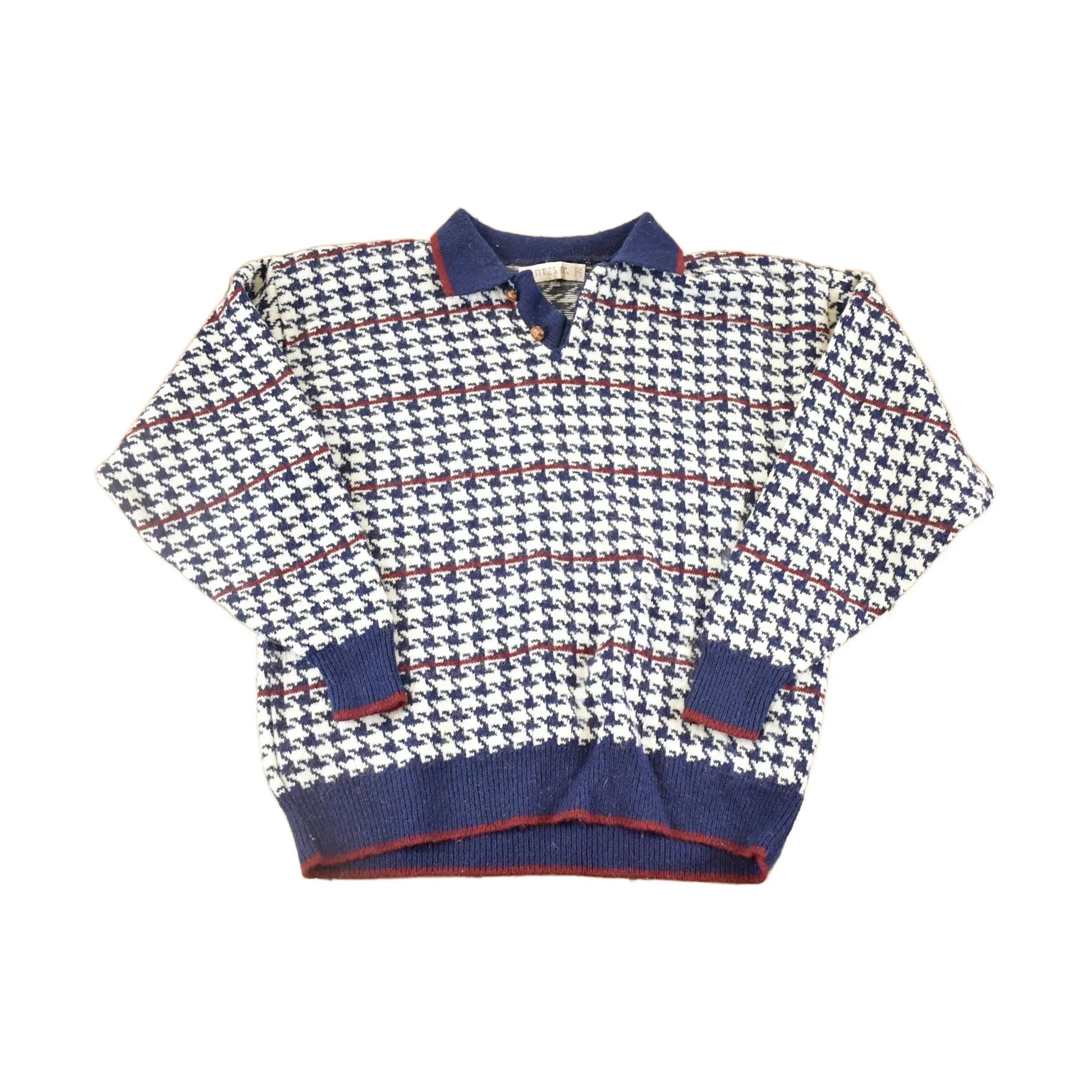 Vintage 90s Jantzen Knit Sweater XL - Abstract Houndstooth Pullover from propervintagecanada