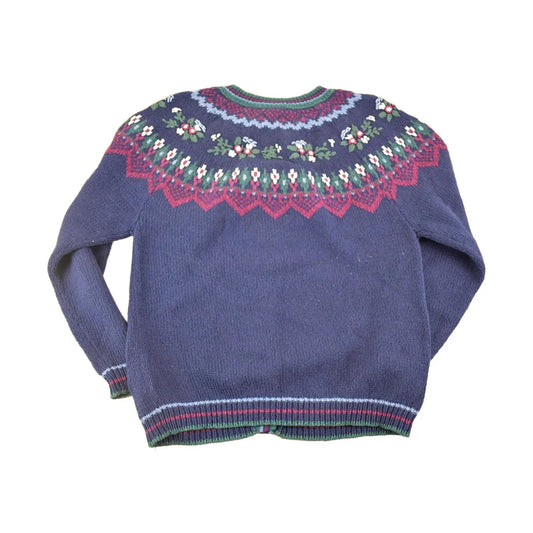 Vintage 90s Knit Cardigan: Northern Reflections Abstract Floral Sweater, Women's L from propervintagecanada