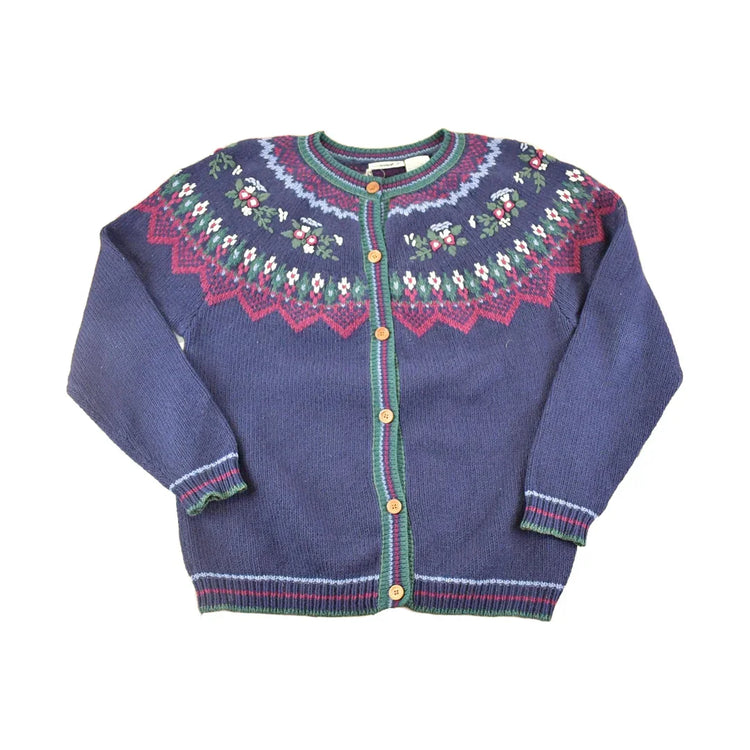 Vintage 90s Knit Cardigan: Northern Reflections Abstract Floral Sweater, Women's L from propervintagecanada