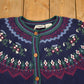 Vintage 90s Knit Cardigan: Northern Reflections Abstract Floral Sweater, Women's L from propervintagecanada