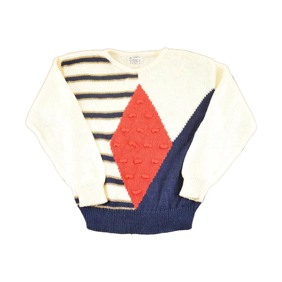 Vintage 90s Koret Knit Sweater: Abstract 3D Pattern, Women's M from propervintagecanada