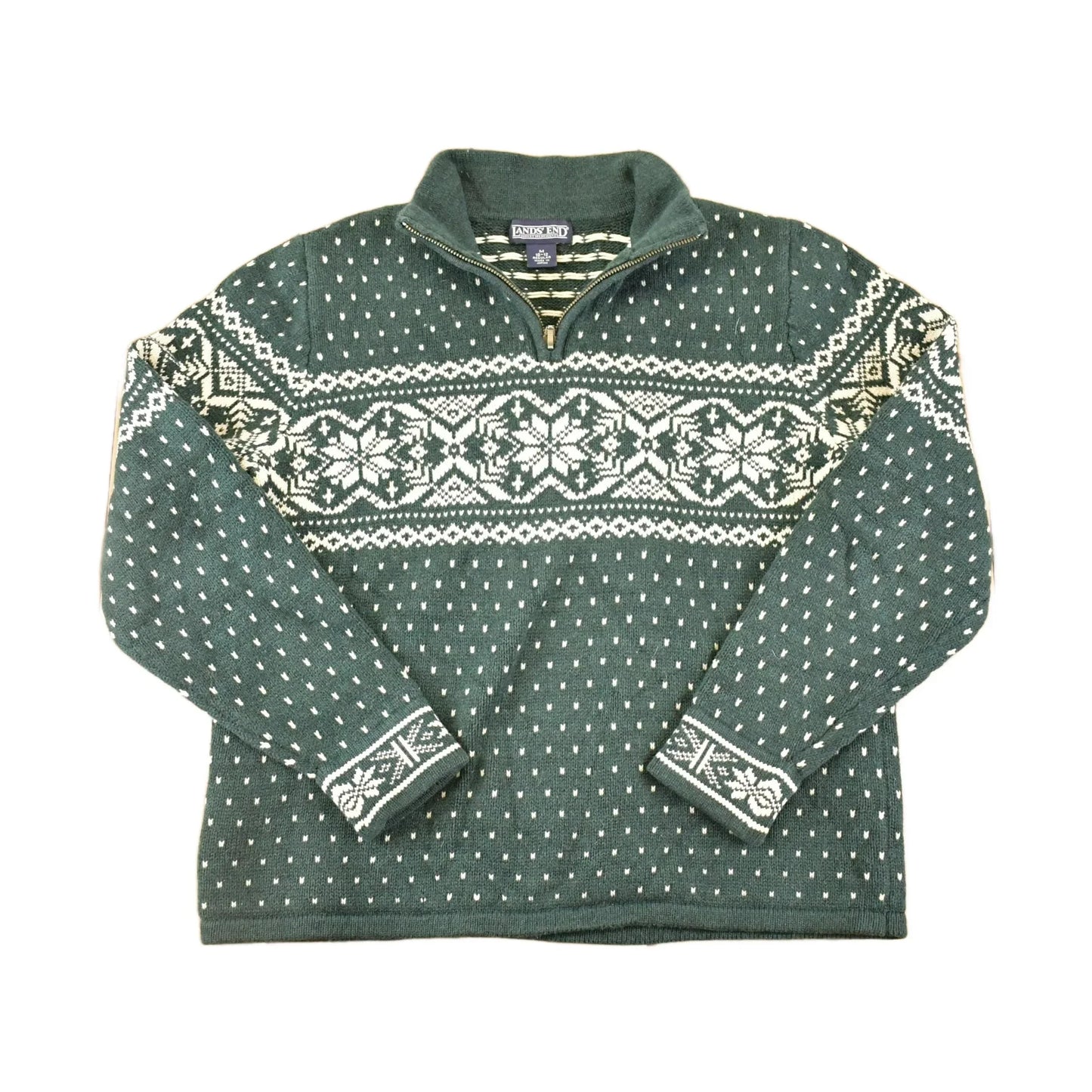 Vintage 90s Lands' End Quarter Zip Sweater: Abstract Pattern, Women's M from propervintagecanada