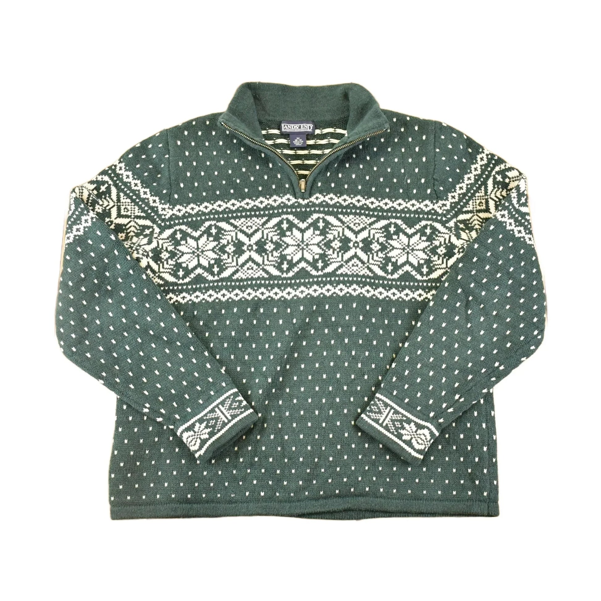 Vintage 90s Lands' End Quarter Zip Sweater: Abstract Pattern, Women's M from propervintagecanada