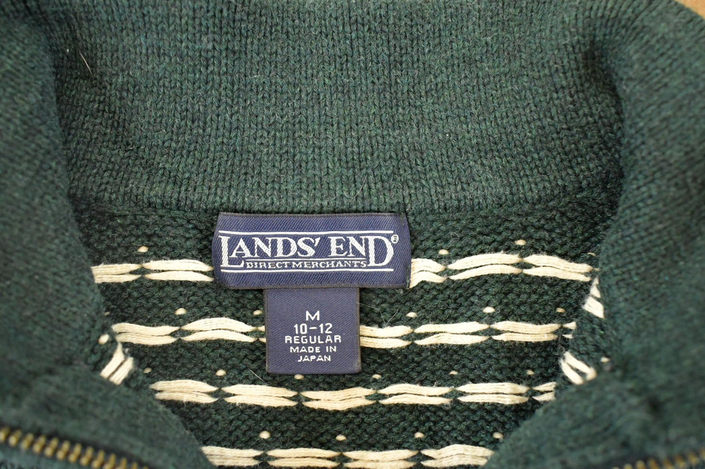Vintage 90s Lands' End Quarter Zip Sweater: Abstract Pattern, Women's M from propervintagecanada