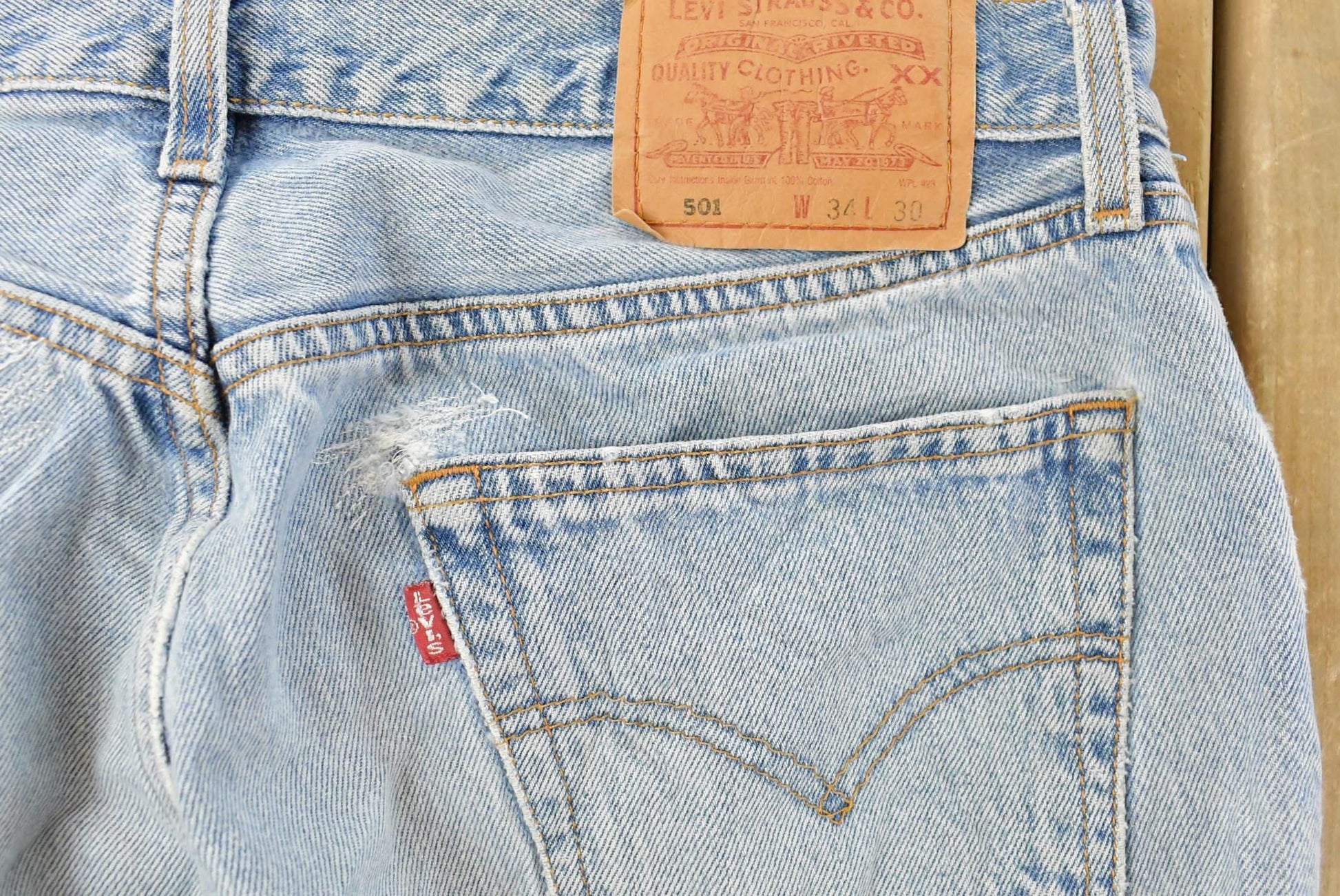Vintage 90s Levi's 501 Original Distressed Denim Jeans Men's 34 x 29 from propervintagecanada