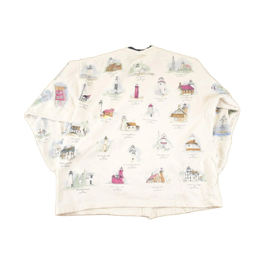 Vintage 90s Lighthouse Graphic Button Up Sweatshirt - Men's L Tourist Souvenir from propervintagecanada