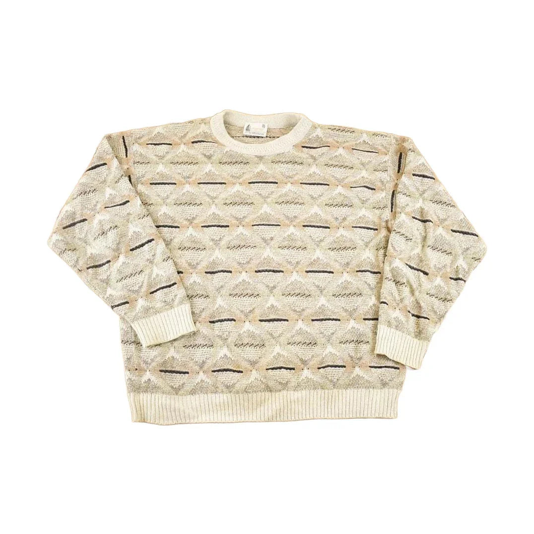 Vintage 90s London Fog Knit Sweater XL - Abstract 3D Pattern Pullover from propervintagecanada