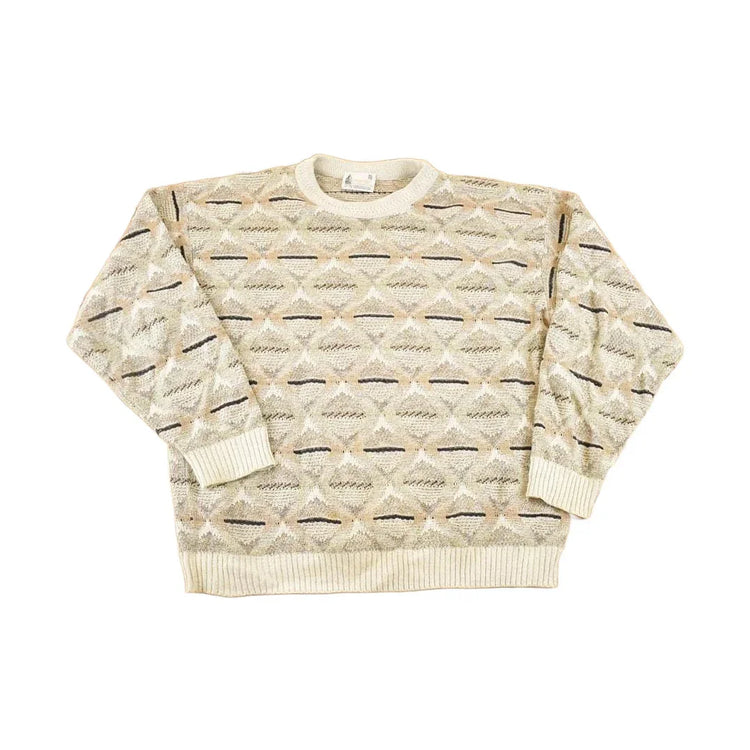 Vintage 90s London Fog Knit Sweater XL - Abstract 3D Pattern Pullover from propervintagecanada