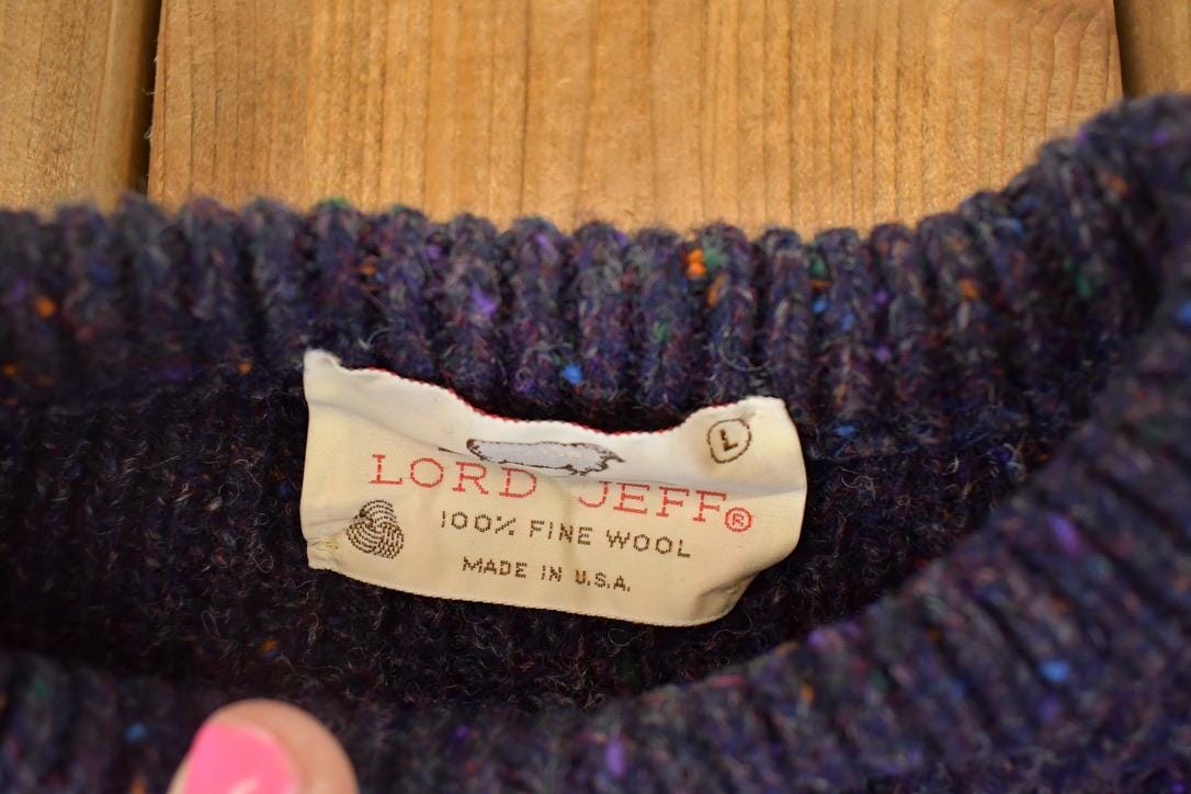 Vintage 90s Lord Jeff Wool Knit Sweater, Abstract Pattern (Men's L) from propervintagecanada