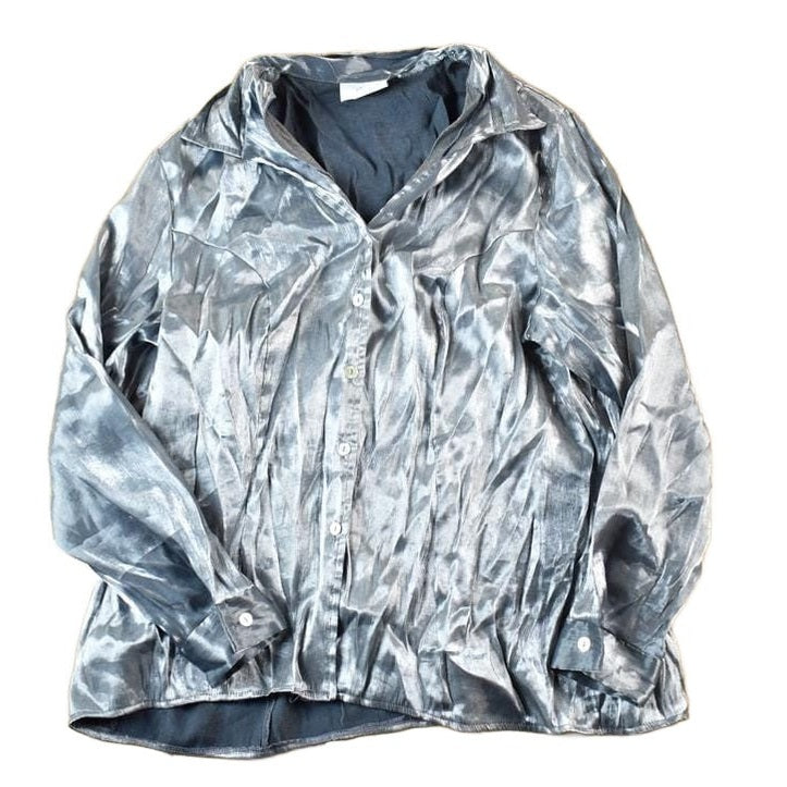 Vintage 90s Metallic Button-Up Shirt Women's S from propervintagecanada