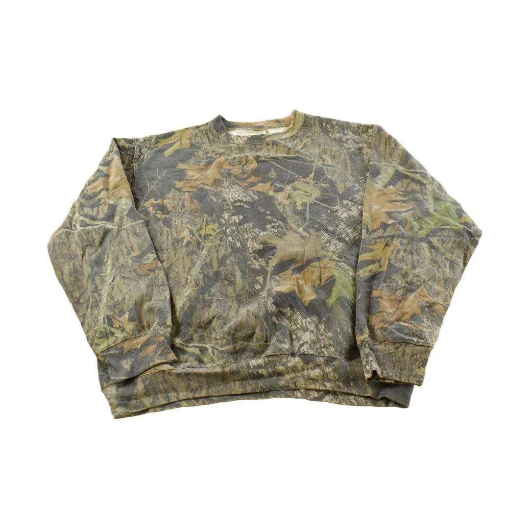 Vintage 90s Mossy Oak Break Up Camo Crewneck Sweatshirt XL Made USA from propervintagecanada
