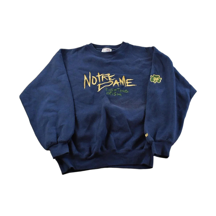 Vintage 90s Notre Dame Fighting Irish Crewneck Sweatshirt ��� Embroidered NCAA Apparel from propervintagecanada