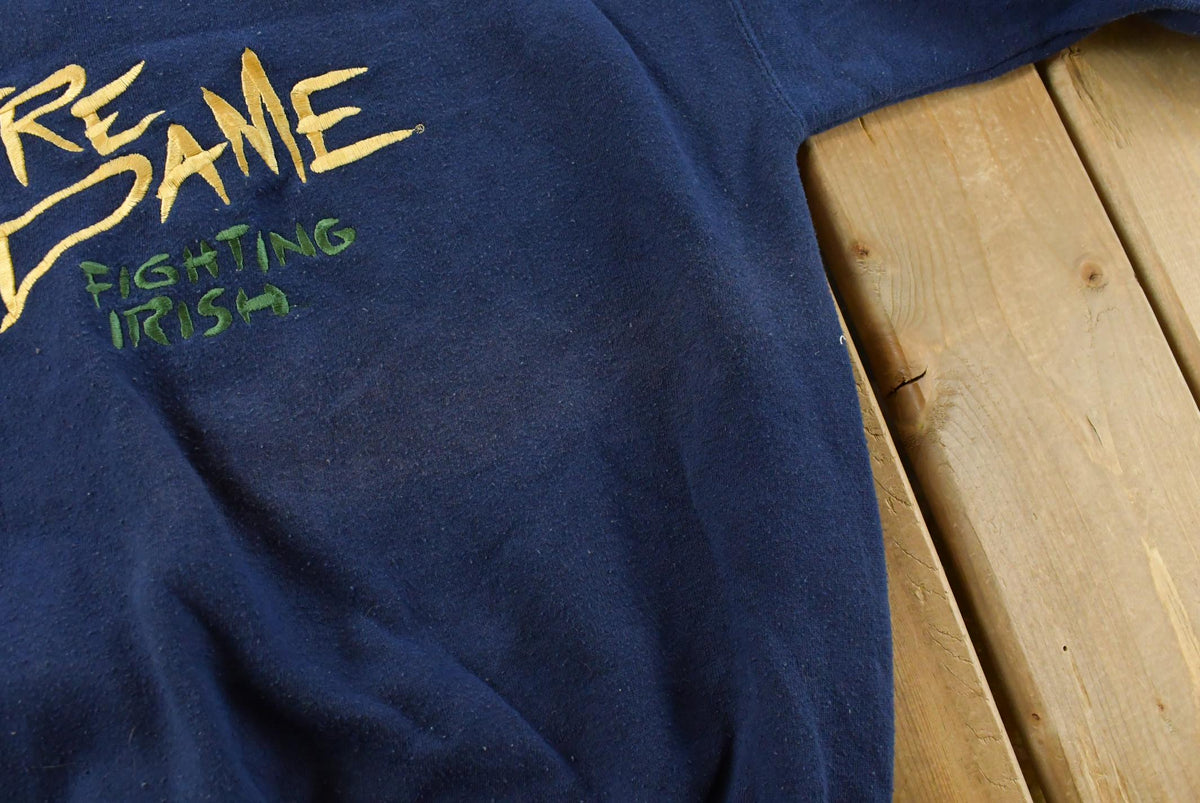 Vintage 90s Notre Dame Fighting Irish Crewneck Sweatshirt ��� Embroidered NCAA Apparel from propervintagecanada