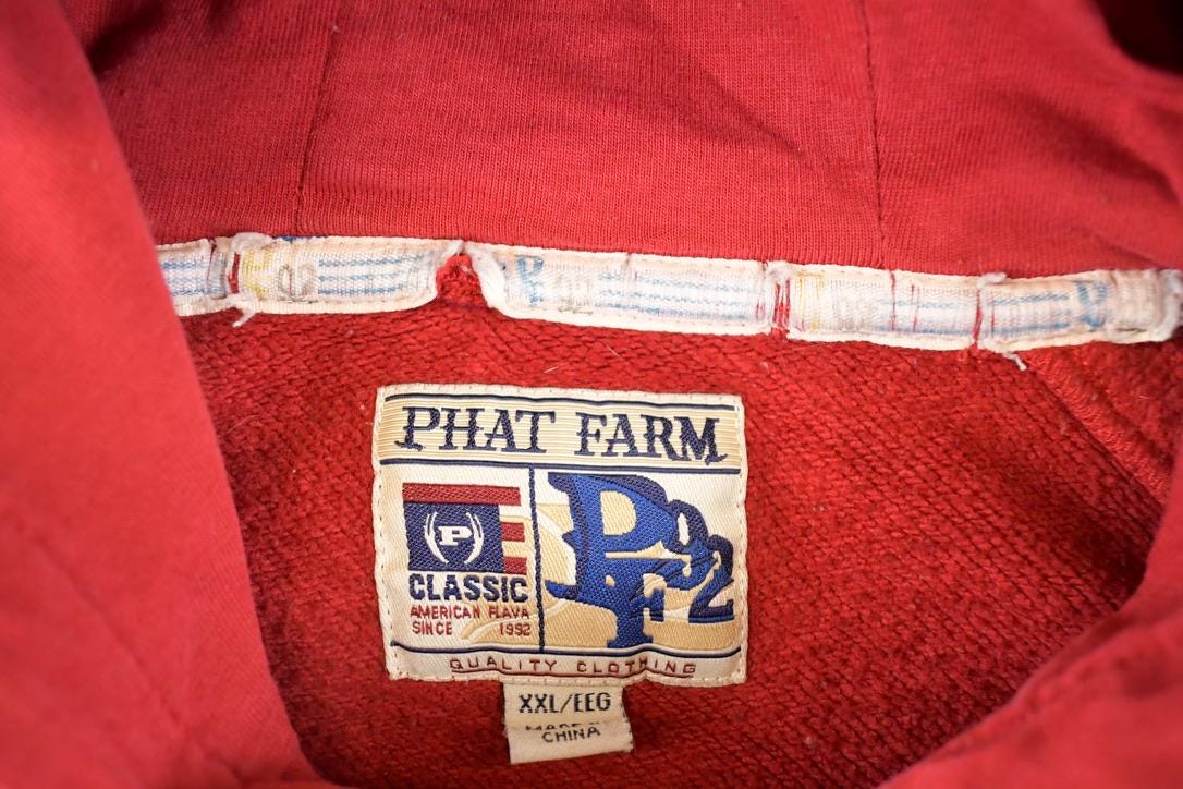 Vintage 90s Phat Farm Hoodie XXL - Embroidered New York Rap Sweatshirt from propervintagecanada