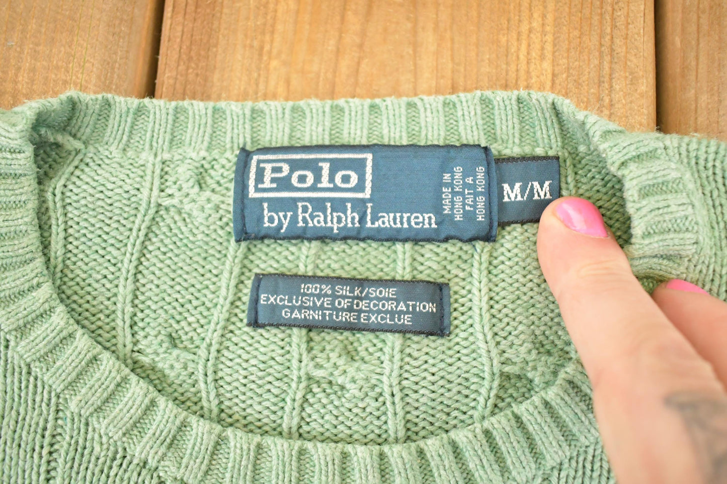 Vintage 90s Polo Ralph Lauren Cable Knit Sweater, Men's M from propervintagecanada