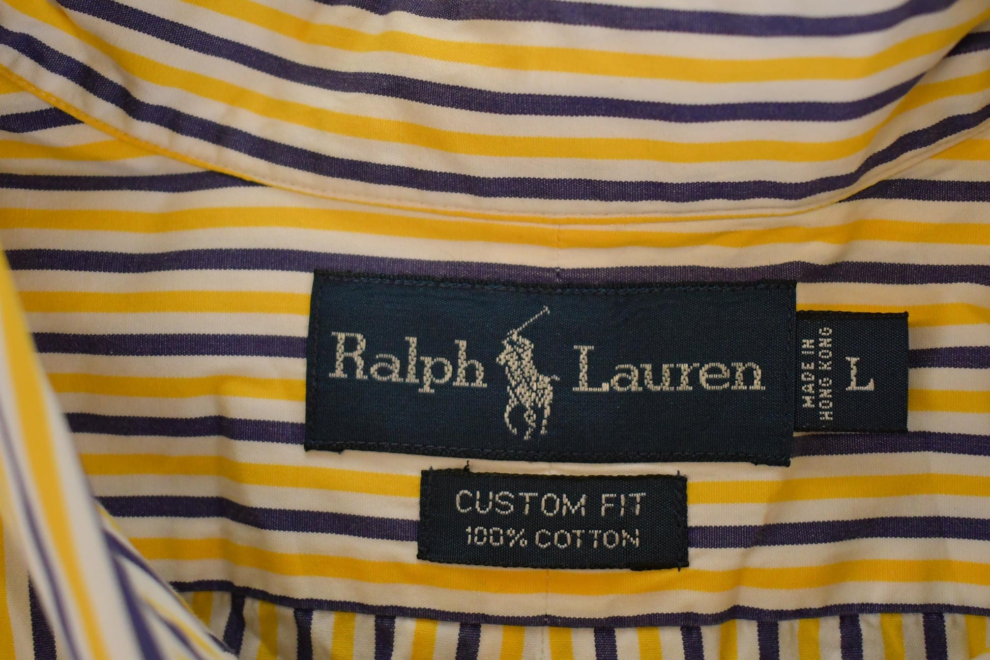 Vintage 90s Polo Ralph Lauren Striped Button-Up Shirt, Men's L from propervintagecanada