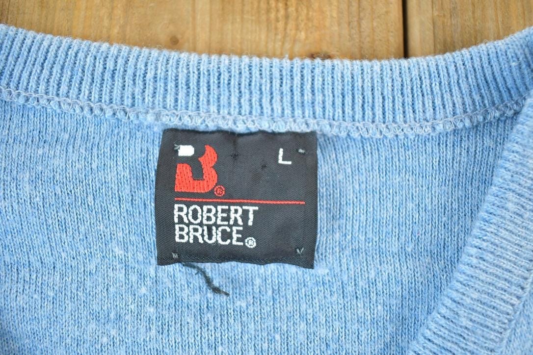 Vintage 90s Robert Bruce Knit V Neck Sweater Mens S from propervintagecanada